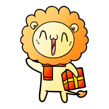 mutlu karikatür aslan vektör çizim