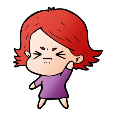 vektör çizim karikatür kızgın kız