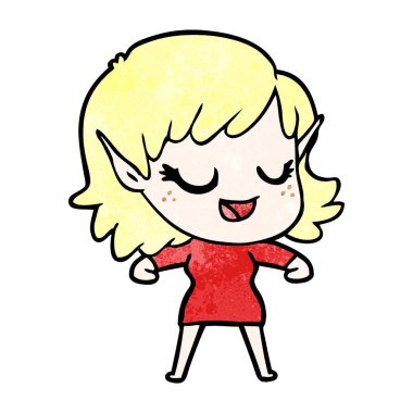 mutlu karikatür elf kızı