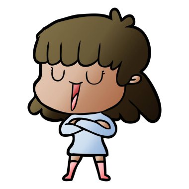 Çizgi filmdeki kadının vektör çizimi