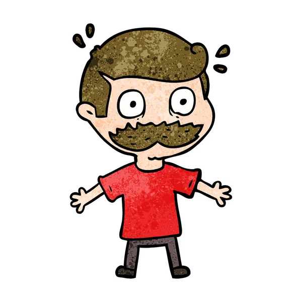 Cartoon Man Mustache Shocked — Stock Vector