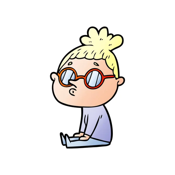 Cartoon Frau Mit Brille — Stockvektor