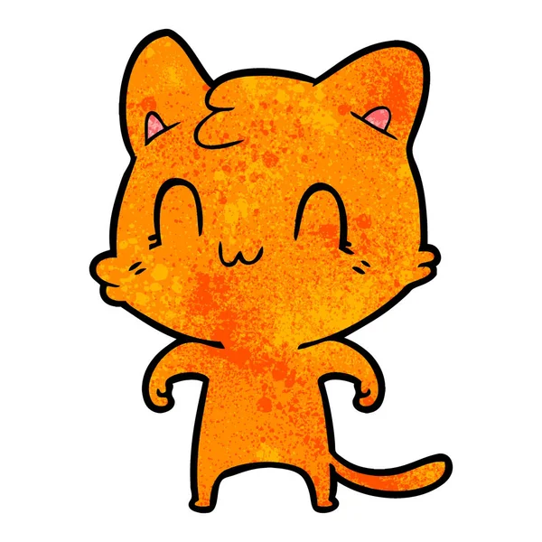 Vektorové Ilustrace Kreslené Happy Cat — Stockový vektor