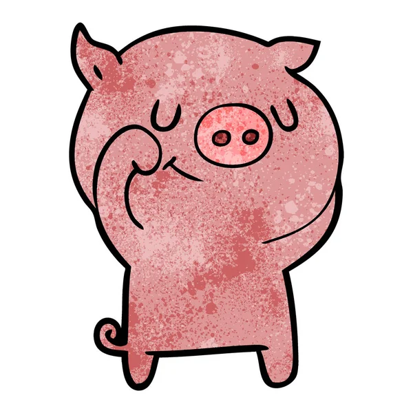 Illustration Vectorielle Cochon Heureux Dessin Animé — Image vectorielle