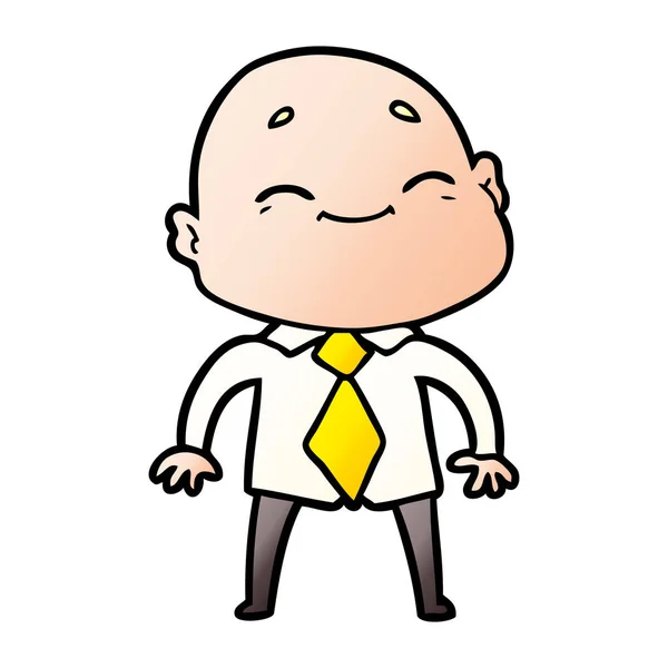 Feliz Cartoon Homem Careca —  Vetores de Stock