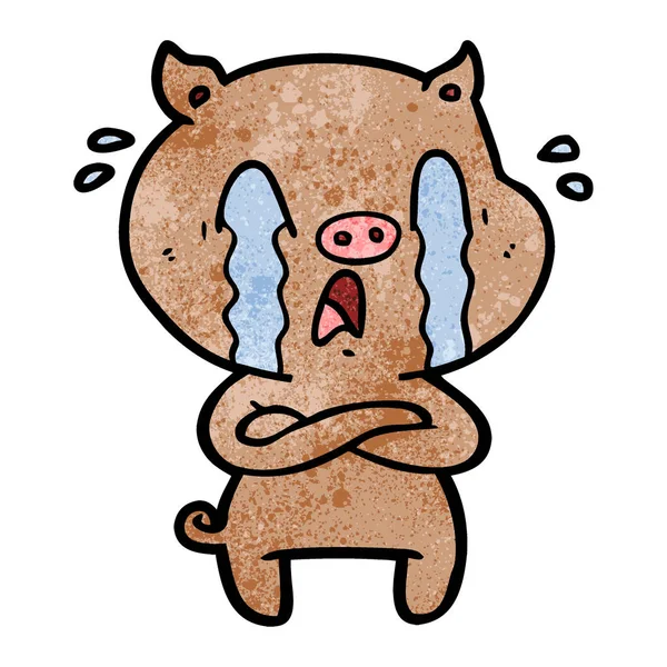 Vector Illustration Crying Pig Cartoon — Stock Vector