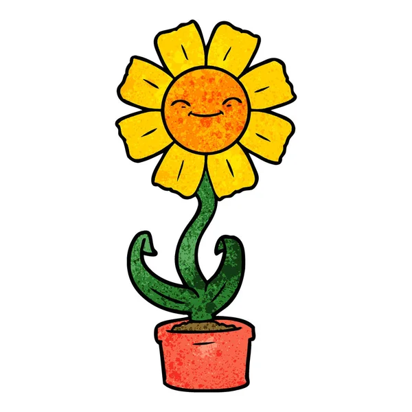 Vektorové Ilustrace Šťastný Karikatura Květ — Stockový vektor