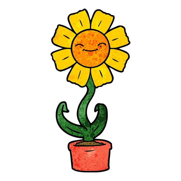 Ilustración Vectorial Flor Dibujos Animados Feliz — Vector de stock