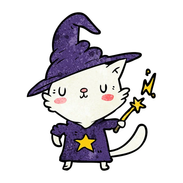 Magique Incroyable Dessin Animé Chat Magicien — Image vectorielle