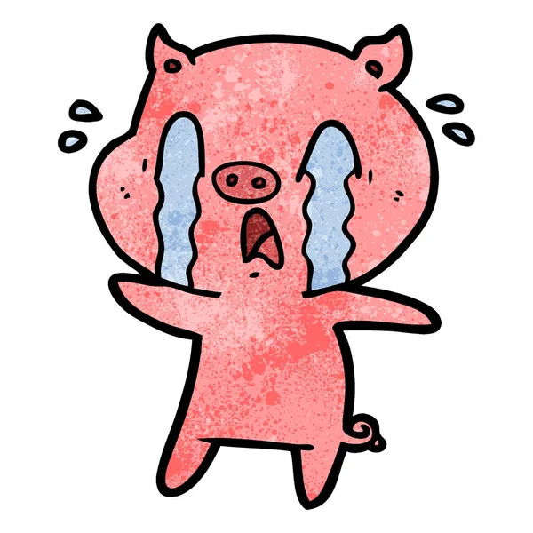 Vector Illustration Crying Pig Cartoon — Stock Vector