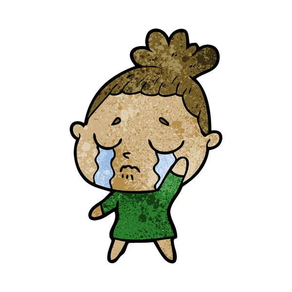 Vector Illustration Cartoon Crying Woman — Stock Vector