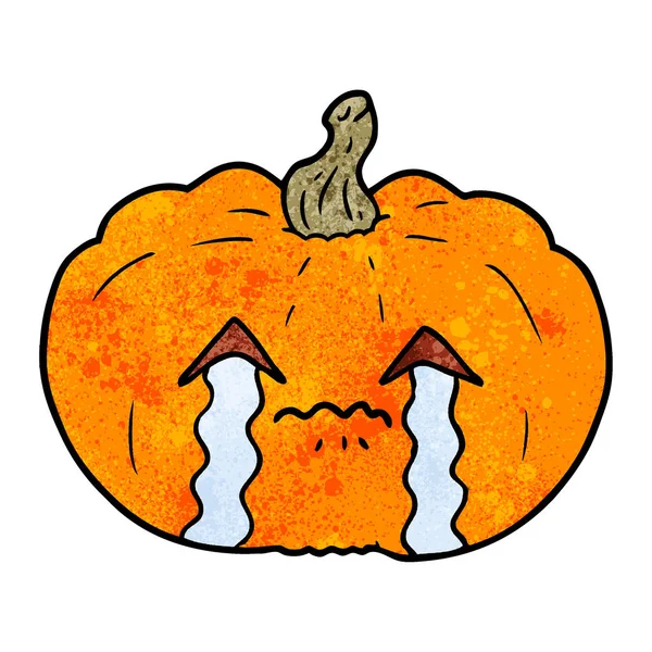 Dessin Animé Pleurer Citrouille Halloween — Image vectorielle