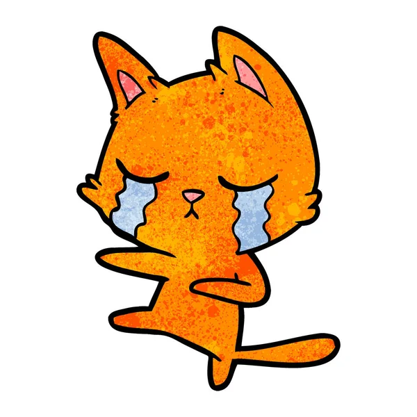 Vector Illustration Crying Cartoon Cat — Stock Vector