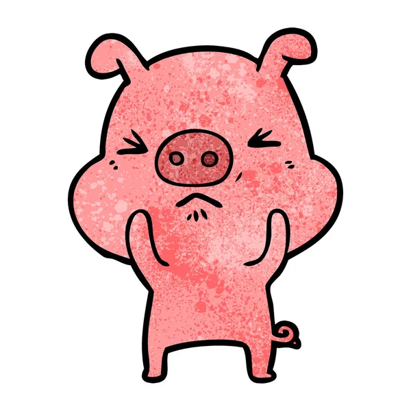 Ilustração Vetorial Desenho Animado Porco Zangado —  Vetores de Stock