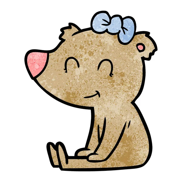 Sentado Urso Fêmea Desenhos Animados — Vetor de Stock