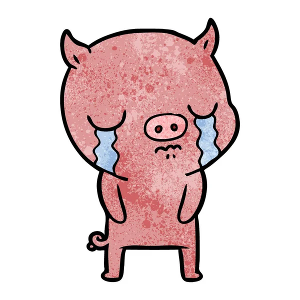 Vector Illustration Cartoon Pig Crying — Stock Vector