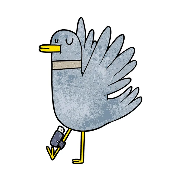 Dessin Animé Battant Pigeon Bois — Image vectorielle