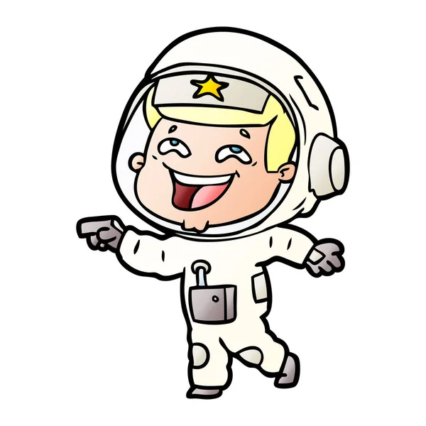 Vektorillustration Tecknad Skrattande Astronaut — Stock vektor