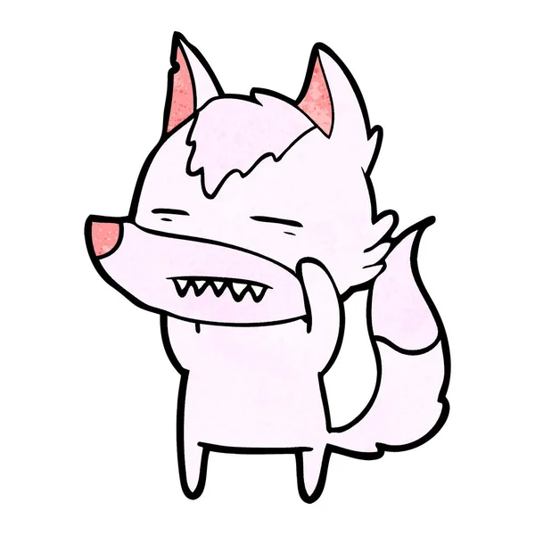 Cartoon Wolf Weergegeven Tanden — Stockvector