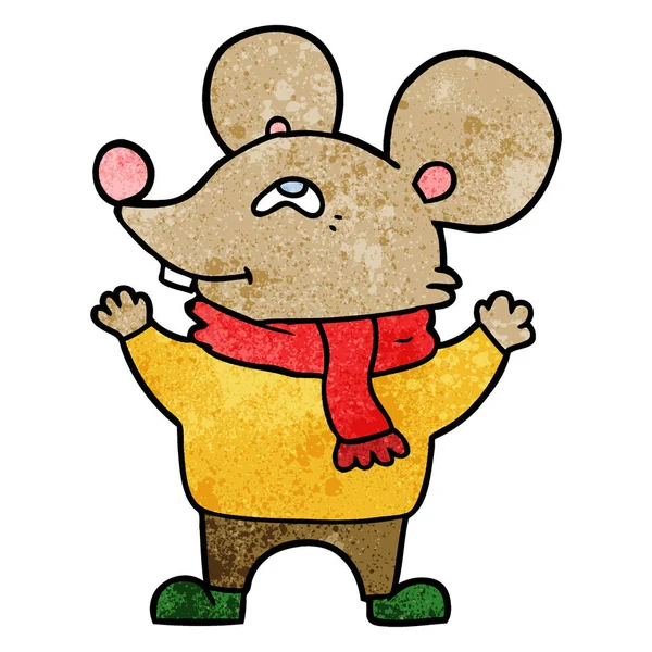 Cartoon Mouse Wearing Scarf — Stock Vector