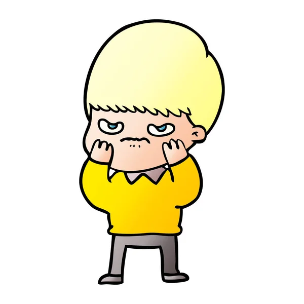 腹が立つ漫画少年のベクトル イラスト — ストックベクタ