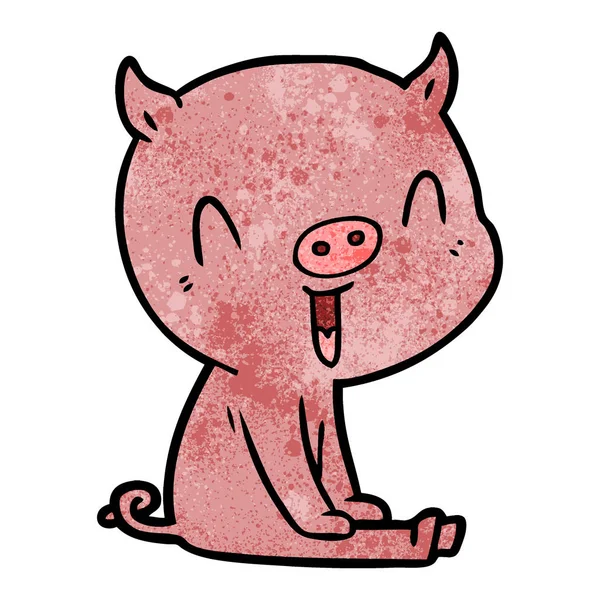 Illustration Vectorielle Cochon Heureux Dessin Animé — Image vectorielle