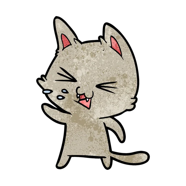 Ilustracja Wektorowa Syczenie Kot Kreskówka — Wektor stockowy