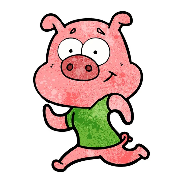 Vector Illustration Happy Cartoon Pig — Stock Vector