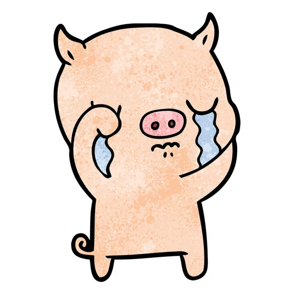 Illustration Vectorielle Cochon Dessin Animé Pleurer — Image vectorielle