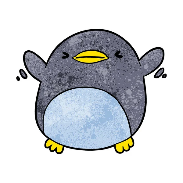 Lindo Pingüino Dibujos Animados Aleteo Alas — Vector de stock