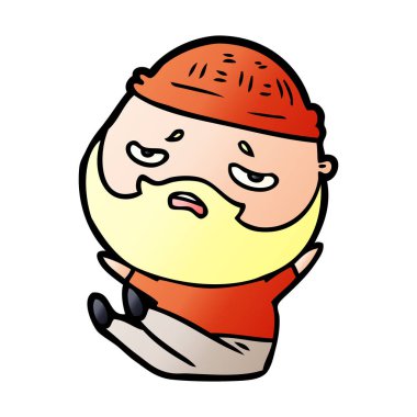 Sakallı endişeli adam çizgi film