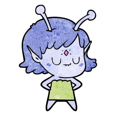 vektör çizim karikatür uzaylı kız