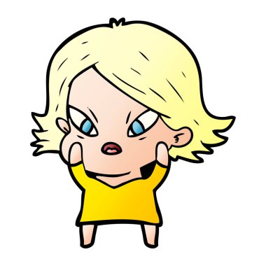 vektör çizim karikatür kadın vurguladı