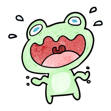 sevimli çizgi kurbağa korkmuş