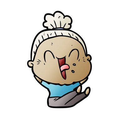 karikatür mutlu yaşlı kadın