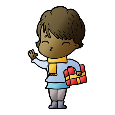 vektör çizim karikatür kadın düşünme