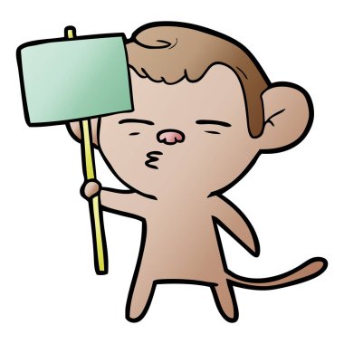 çizgi film tabelasını şüpheli maymunla