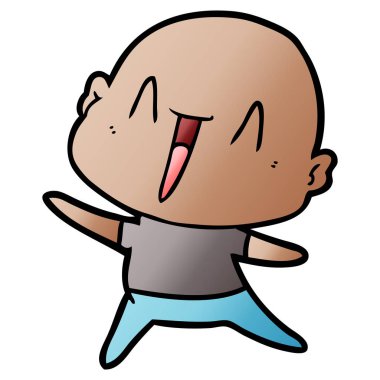 mutlu karikatür kel adam