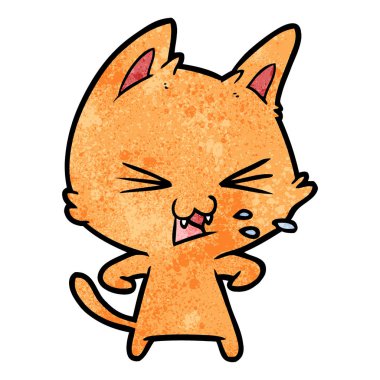 vektör çizim karikatür kedi tıslama
