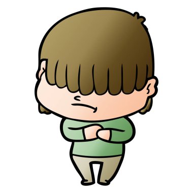 dağınık saçlı çocuk çizgi film