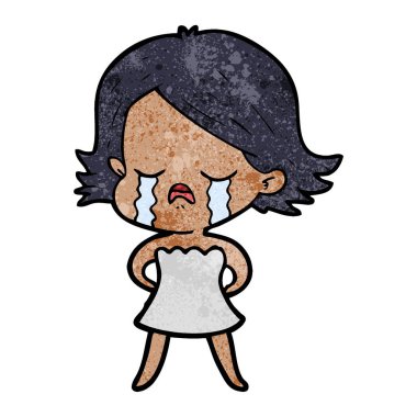 vektör çizim karikatür kız ağlıyor