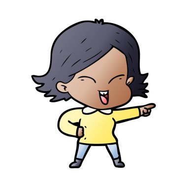 mutlu çizgi film kız vektör çizim