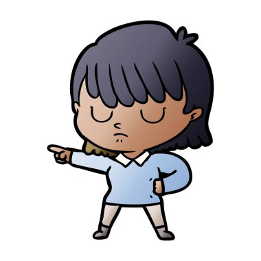 Çizgi filmdeki kadının vektör çizimi