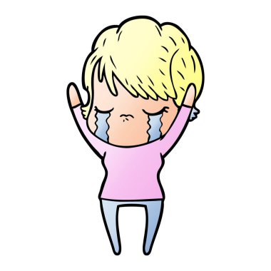 vektör çizim karikatür kadının ağladığını