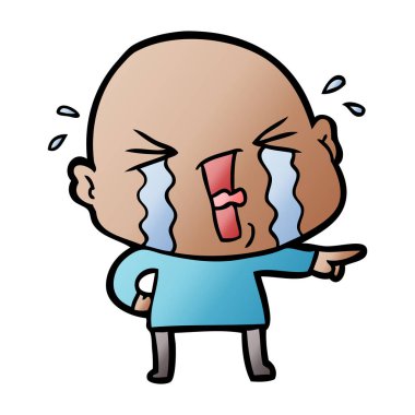 çizgi film ağlayan kel adam