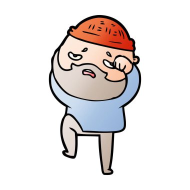 Sakallı endişeli adam çizgi film