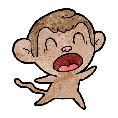 bağırarak karikatür maymun vektör çizim