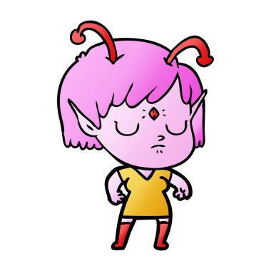 vektör çizim karikatür uzaylı kız