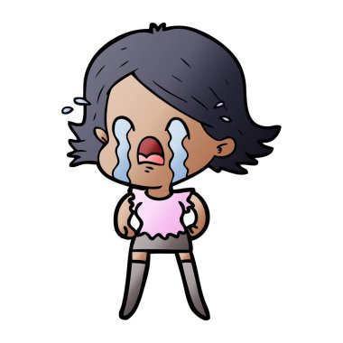 vektör çizim karikatür kadının ağladığını