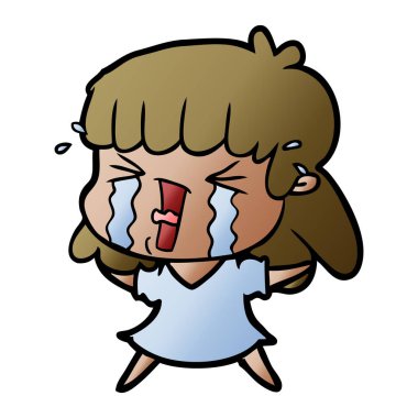 vektör çizim karikatür kadının ağladığını